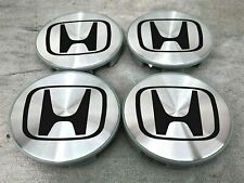 Set of 4 Honda Wheel Center Caps 69mm Aluminum Black Rim Emblem Hubcap Cover picture