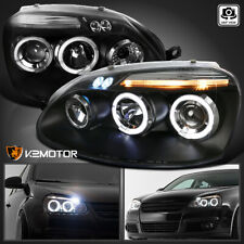 Fits 2006-2010 VW Jetta MK5 Golf Rabbit LED Halo Projector Headlights Black picture