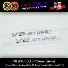 V8 BITURBO Fender Side AMG Emblem Chrome Logo Badge Mercedes C63 E63 G63 picture