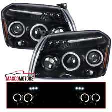 Jet Black Projector Headlights Fits 2005-2007 Dodge Magnum LED Halo Lamps L+R picture