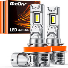 GloDrv H11 LED Headlight Bulb Low Beam Fanless 6000K Pure White Plug Play 2pcs picture