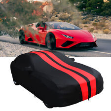 For Lamborghini Huracan Full Car Cover Satin Stretch Dust Proof Indoor Red-Strip picture
