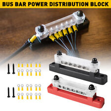 2x 6 Terminal Power Block Bus Bar & Cover 12V Distribution Bus Bar Auto Boat picture