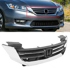 Front Upper Bumper Hood Grill Grille Chrome/Black Fit 13-15 Honda Accord Sedan picture