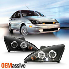 For 00-04 Ford Focus Black Housing [Halo Ring] Halogen Type Projector Headlights picture