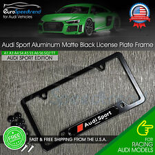 Audi Sport License Plate Frame Matte Black Logo Front or Rear 3D Emblem Cover picture