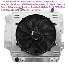 CC2101 3Row Aluminum Radiator+Fan Shroud For 1987-2006 Jeep Wrangler,TJ,YJ,L4,L6 picture