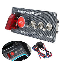 12V Race Car Toggle Ignition Engine Start Push Button Carbon Fiber Switch Panel picture