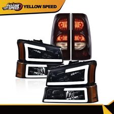 FIT FOR 03-07 SILVERADO 1500-3500 BLACK/SMOKED LED DRL HEADLIGHT + TAIL LIGHTS picture