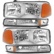 For 99-07 GMC Sierra 1500 00-06 Yukon XL Headlights Assembly Bumper Lamp Chrome picture