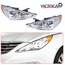 VICTOCAR Headlights Headlamp Assembly for 2011-2014 Hyundai Sonata w Bulbs Pair picture