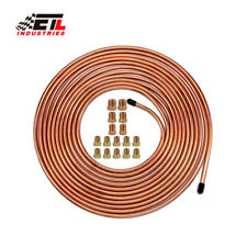 Copper-Coated Brake Line Tubing Kit 3/16In 25Ft Coil Roll w/ 16 Fitting picture