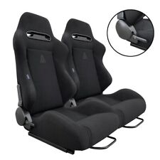 2 X TANAKA BLACK MICRO CLOTH RACING SEAT RECLINABLE + SLIDER FIT FOR NISSAN picture