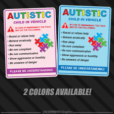 Autistic child in vehicle sticker decal autism awareness car truck window safety picture