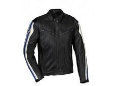 Motorbike Jackets Black Leather White Blue Stripe Biker Racing Motorcycle Sport picture