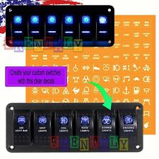 Car Marine Boat 6 Gang Circuit Blue LED Rocker 35A Heavy Duty Switch Panel picture