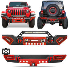 Front/Rear Bumper W/Winch Plate&LED Lights For 2018 2019-2024 Wrangler JL/JLU US picture