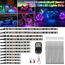 12Pcs Motorcycle RGB LED Neon Under Glow Light Strip Kit For Harley Honda Suzuki picture