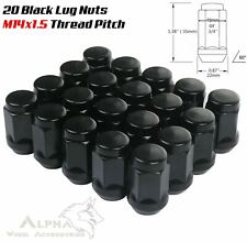 20 Black Lug Nuts 14X1.5 For Chevy Camaro SS Dodge Challenger Charger Hellcat picture