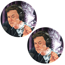 2x Elon Musk Smoking Stickers 3 Inch Joe Rogan Show Decals picture