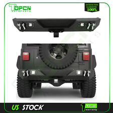 For 1997-2006 Jeep Wrangler TJ Textured Rear Step Bumper w/ LED lights Assembly picture
