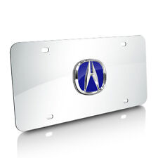 Acura 3D Blue Logo Chrome Stainless Steel Auto License Plate picture