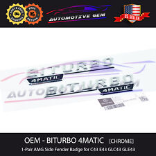 OEM BITURBO 4MATIC AMG Fender Emblem CHROME Mercedes Badge C43 E43 GLC43 GLE43 picture