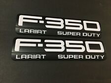 2PCS F-350 F350 Lariat Super Duty Logo Side Fender Emblem Nameplate White Black picture