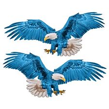 2 Pack Blue Soaring BALD EAGLE USA DECAL STICKER TRUCK VEHICLE WINDOW Realistic picture