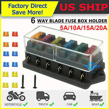 6 Way Blade Fuse Box Block Holder 12-24V Car Boat Power Distribution Panel Board picture