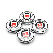 4X White 68mm Wolfsburg Edition Wheel Center Hub Cap Badge Emblem Decal Sticker picture
