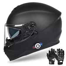 DOT Motorcycle Helmet Full Face With Bluetooth Headset Intercom + Gloves picture