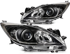 Headlights Assembly For 2010 2011 2012 2013 Mazda 3 (5-Speed) Black Housing Pair picture