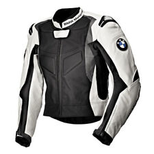 Men Handmade Leather Jacket White Motorbike Sports Racing Armored Bikers Jackets picture