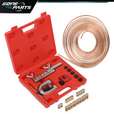 3/16 25FT Copper Pipe Flaring Tool & 20 Nuts Fittings Brake Line Pipe Repair Kit picture