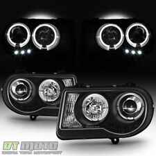 Black 2005-2010 Chrysler 300C LED DRL Halo Projector Headlights 05-10 Left+Right picture