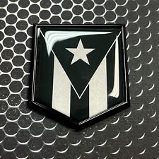REFLECTIVE Puerto Rico America Flag Domed BLACK Emblem Flag Car 3D 2