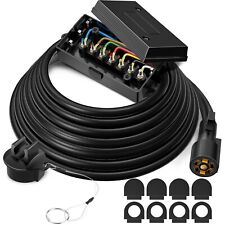 MICTUNING 8ft 16ft Trailer Cord 7 Way Plug Inline Junction Box Wiring Harness US picture