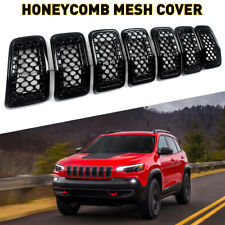 7X Gloss Black Front Grille Grill Inserts Mesh Cover for Jeep Cherokee 2019-2021 picture