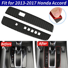 2Pcs Carbon Fiber Interior Gear Shift Set Cover Trim For 2013-2017 Honda Accord picture