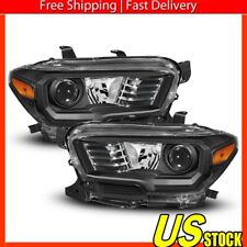 Fit 2016-2022 Toyota Tacoma Black LED Strip Projector Headlights Lamps 16-22 picture