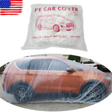 1-50PACK Universal Clear Plastic Disposable Car SUV Cover Temporary Rain Dust US picture