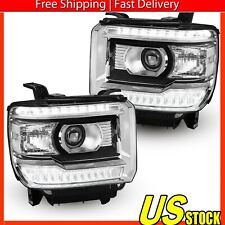 For 2014-2018 GMC Sierra 1500 LED Strip Projector Headlights Lamps LH & RH Side picture