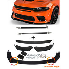 For Dodge Charger SRT RT SXT Black Front Bumper Lip Spoiler Splitter +Strut Rods picture