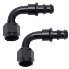 2× 90 Degrees Push on Lock Hose Fitting 6AN 8AN 10AN Oil/Fuel/Gas Line Adapter picture
