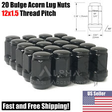 20 Black Bulge Acorn Lug Nuts M12x1.5 For Aftermarket Wheels 60° picture