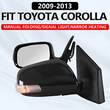Fit 2009-2013 Toyota Corolla Side View Mirrors Folding Pair Black LED 5 Pins picture