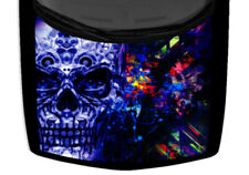 Grunge Cobalt Blue Abstract Sugar Skull Truck Vinyl Car Graphic Decal Hood Wrap picture