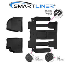 SMARTLINER Custom Fit Floor Mats 3 Row Set Black For Traverse/Enclave/Acadia picture
