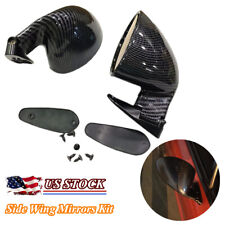 2 Pcs Retro Style Vintage Sport Racing Car Side Wing Mirrors Carbon Fiber Look picture